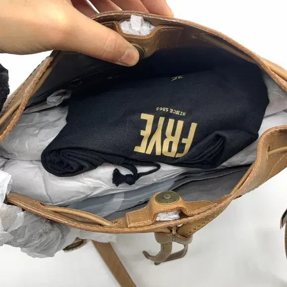 Frye Leather Handbags Melissa Drawstring Hobo Bag Brown Beige